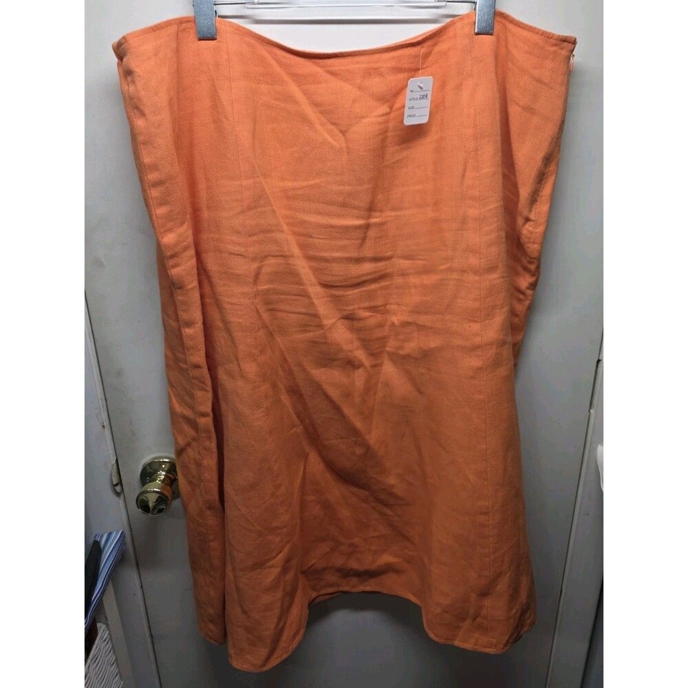Talbots Skirt Womens 22W Irish Linen Lined A-Line Orange Casual Summer Midi